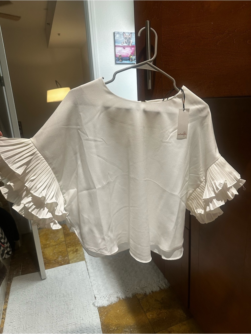 Cream Ruffle Sleeve Women's Top — Unbranded
